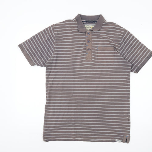 Regatta Men's Brown Striped Polo, Size M, Casual Style