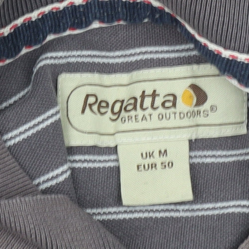 Regatta Men's Brown Striped Polo, Size M, Casual Style