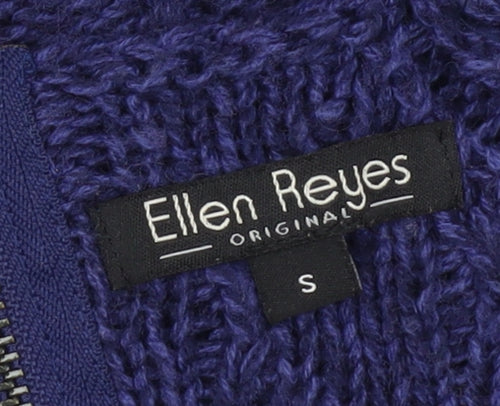 Ellen Reyes Purple Cable-Knit Full Zip Women's Jumper S