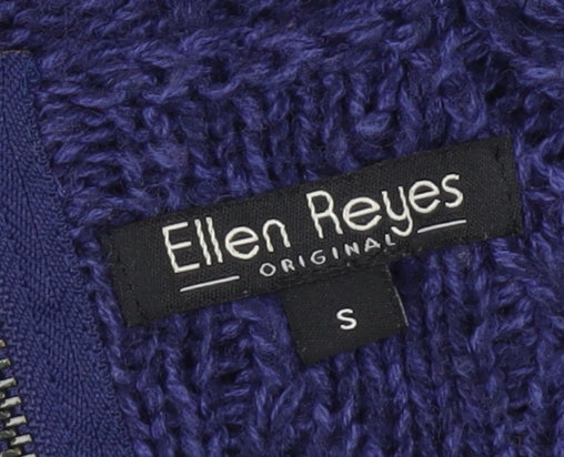 Ellen Reyes Purple Cable-Knit Full Zip Women's Jumper S