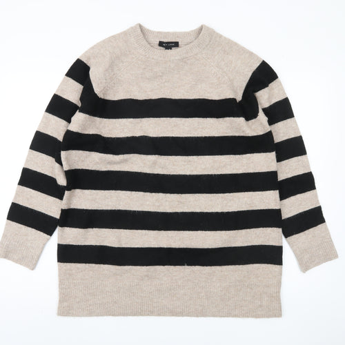 New Look Women's Beige Striped Pullover Jumper M