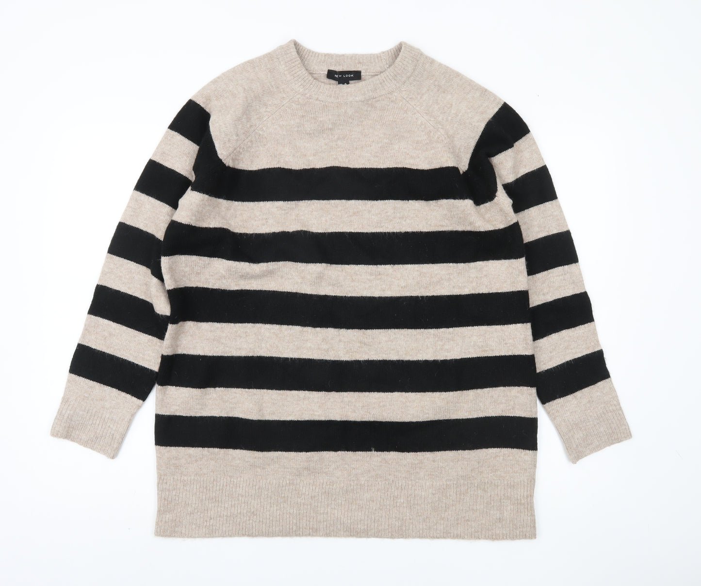 New Look Women's Beige Striped Pullover Jumper M