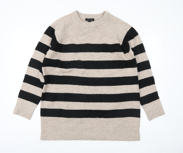 New Look Women's Beige Striped Pullover Jumper M