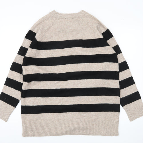 New Look Women's Beige Striped Pullover Jumper M