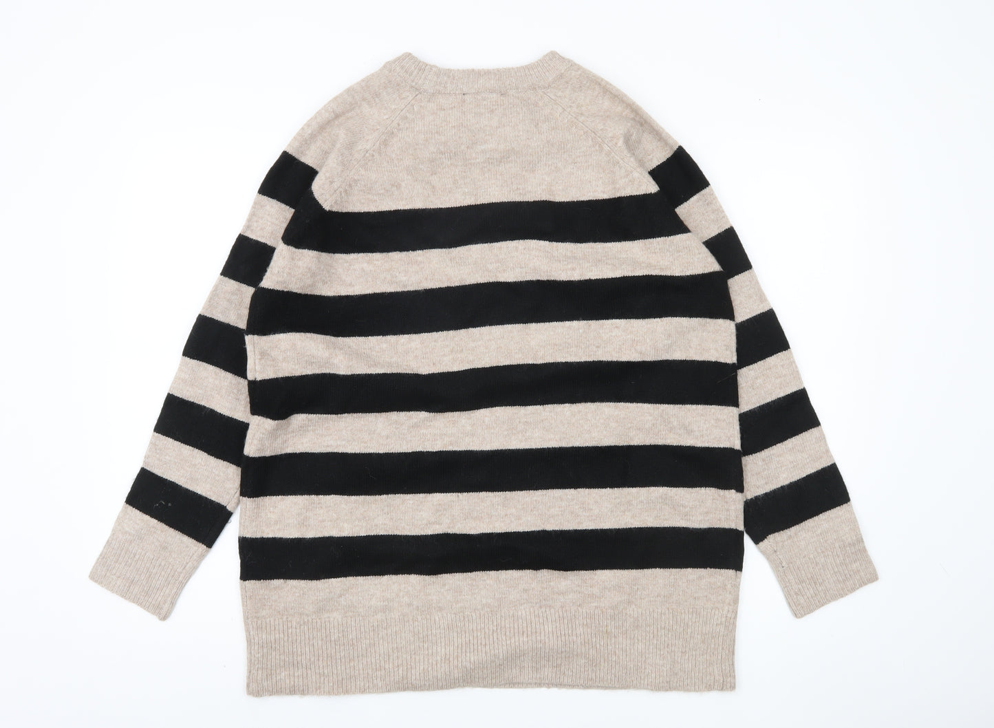 New Look Women's Beige Striped Pullover Jumper M