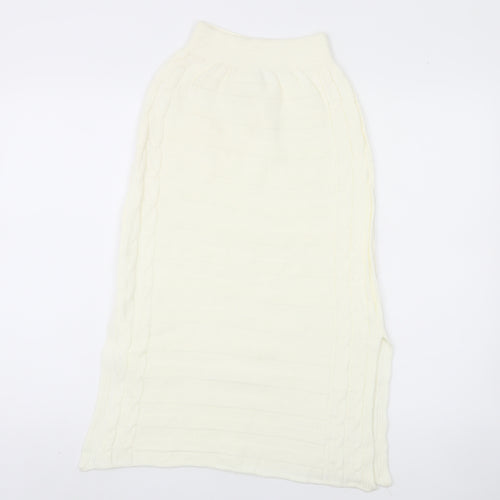 Missguided Women's Ivory Elastic Waist Skirt, Size S