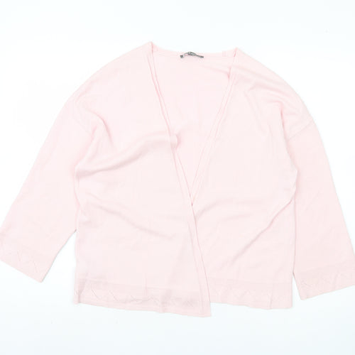 Aura Ashley Women's Pink Open Front Cardigan Size 14