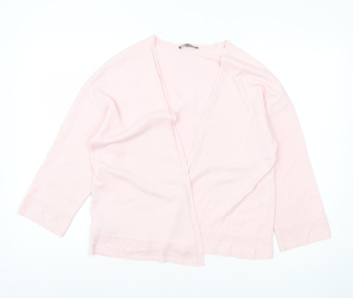 Aura Ashley Women's Pink Open Front Cardigan Size 14