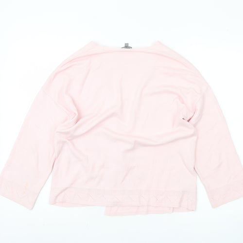 Aura Ashley Women's Pink Open Front Cardigan Size 14