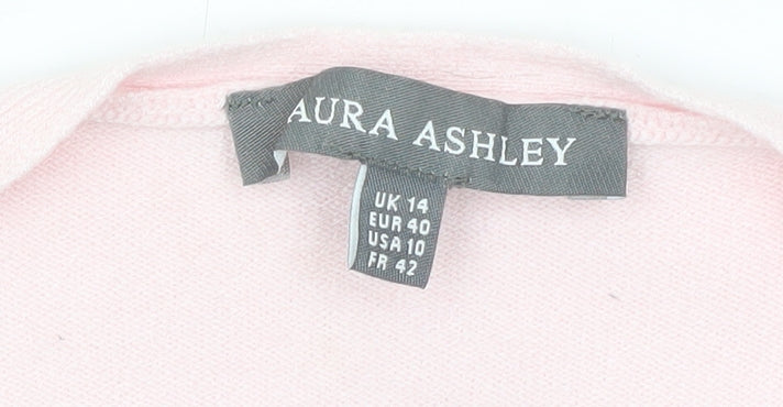 Aura Ashley Women's Pink Open Front Cardigan Size 14