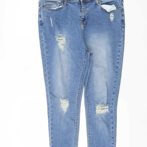 V by Very Women's Blue Distressed Skinny Jeans Size 27