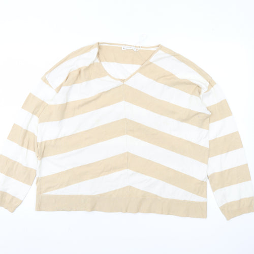 Encuentro Women’s Beige Striped Pullover Jumper L