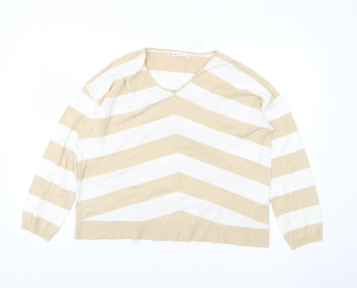Encuentro Women’s Beige Striped Pullover Jumper L