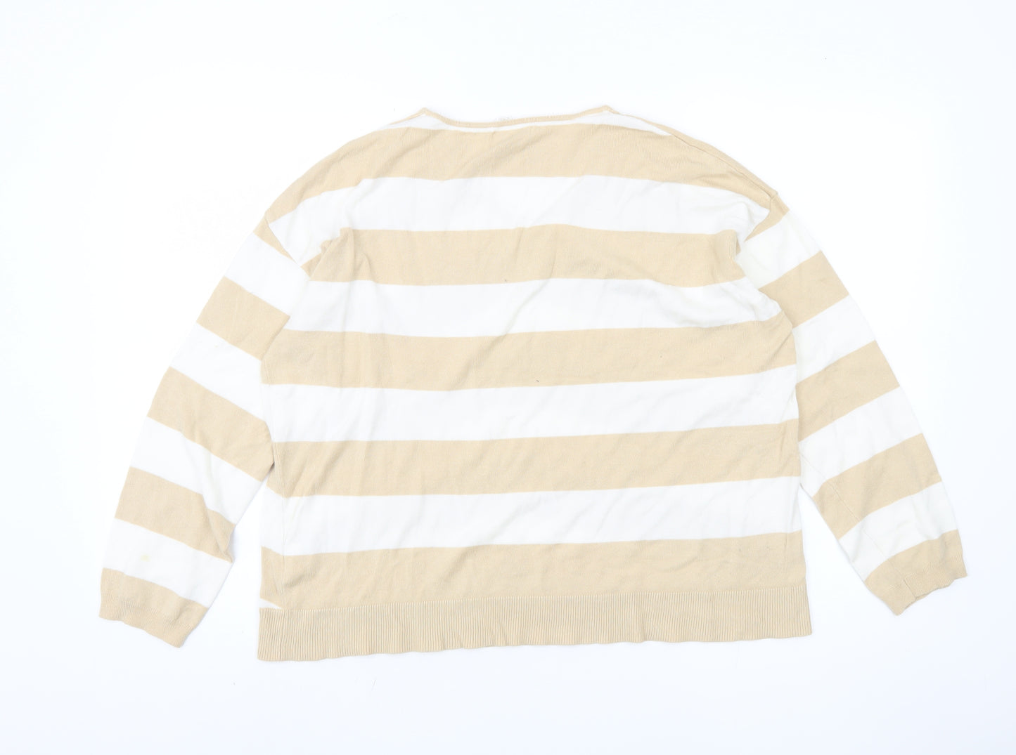 Encuentro Women’s Beige Striped Pullover Jumper L