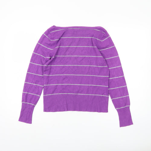 Linea Women's Purple Striped Pullover Jumper - M