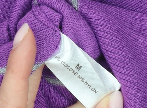 Linea Women's Purple Striped Pullover Jumper - M