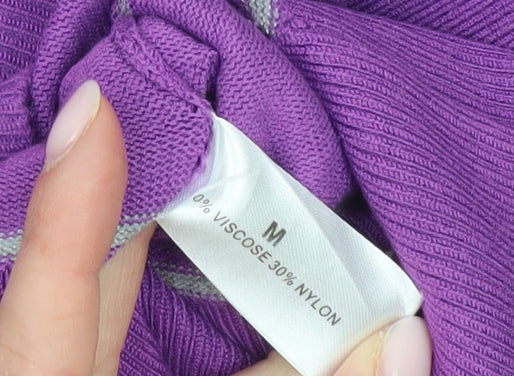 Linea Women's Purple Striped Pullover Jumper - M