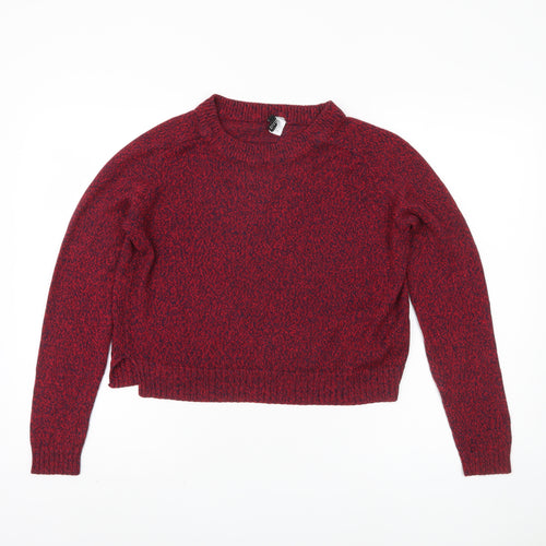 H&M Women's Red Crew Neck Pullover Jumper, Size 12