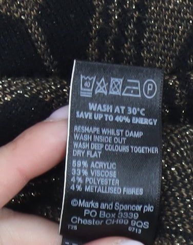 Marks and Spencer Women's Black Geometric Pullover Jumper UK 14