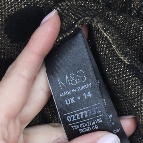 Marks and Spencer Women's Black Geometric Pullover Jumper UK 14
