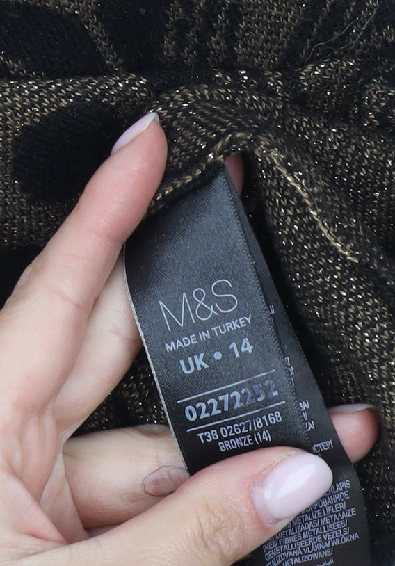 Marks and Spencer Women's Black Geometric Pullover Jumper UK 14