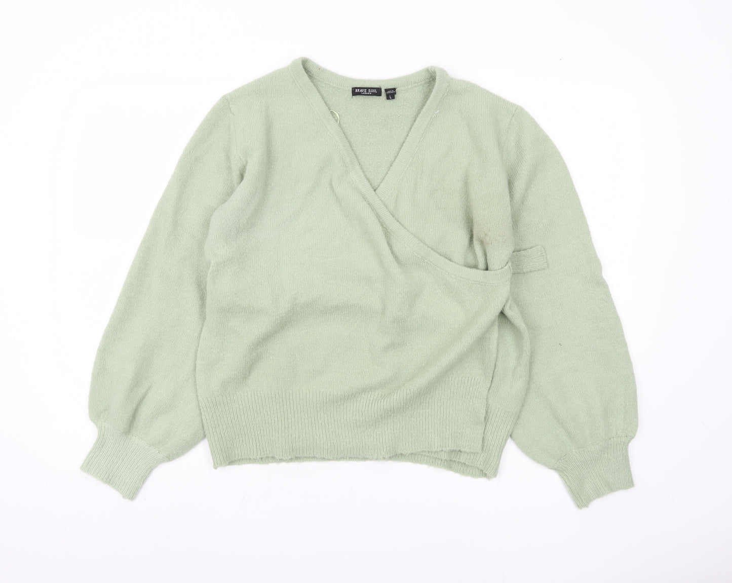Brave Soul Women's Green Wrap Jumper L