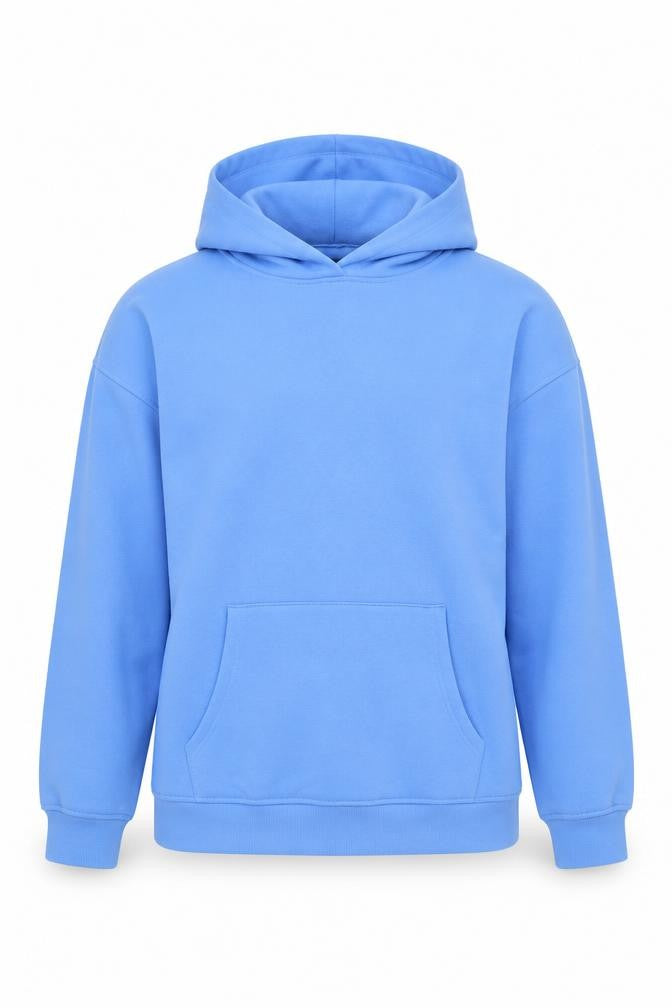 Front view of New Look Men's Blue Pullover Hoodie, Medium, Lightweight