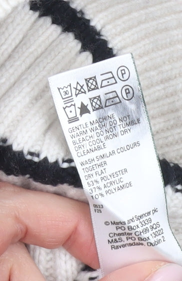 Marks and Spencer Women's Ivory Striped Pullover Jumper S