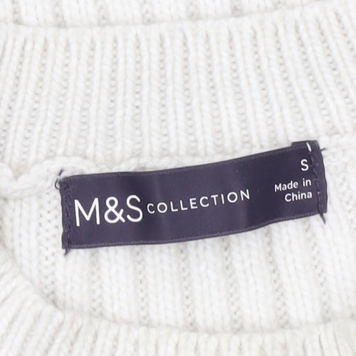 Marks and Spencer Women's Ivory Striped Pullover Jumper S