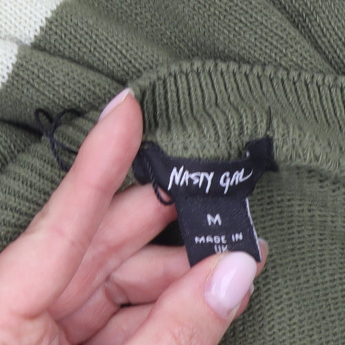 Nasty Gal Green Striped Women’s Pullover Jumper M