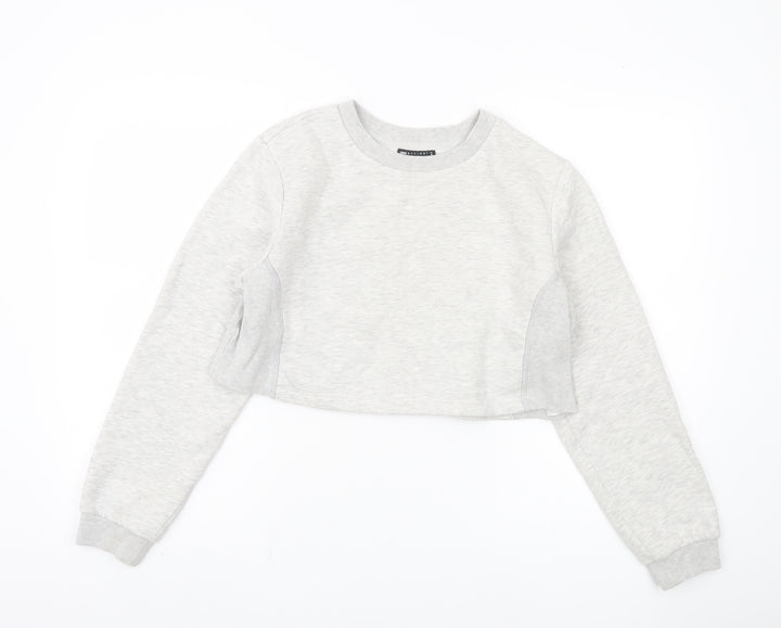 ASOS Women's Grey Cropped Pullover Sweatshirt Size 12