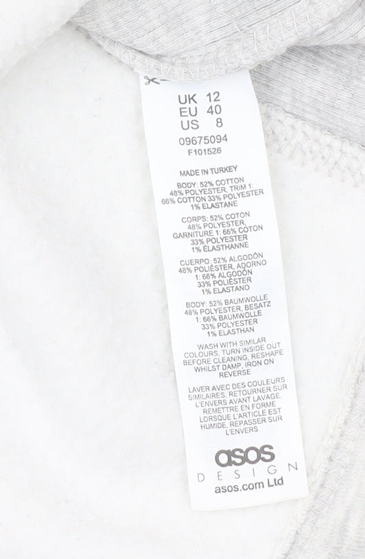 ASOS Women's Grey Cropped Pullover Sweatshirt Size 12