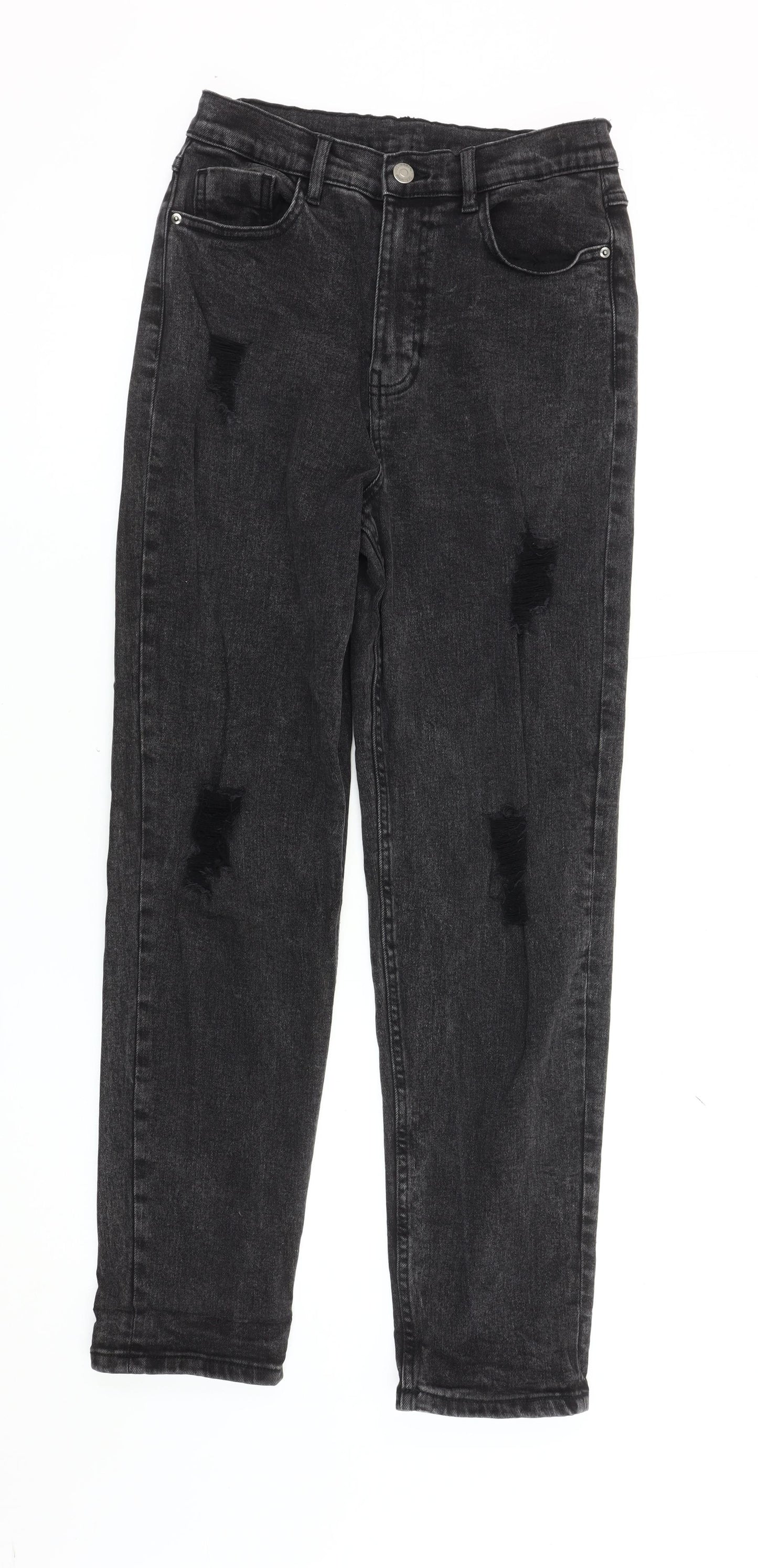 George Girls Black Straight Jeans 13-14 Years Ripped Casual