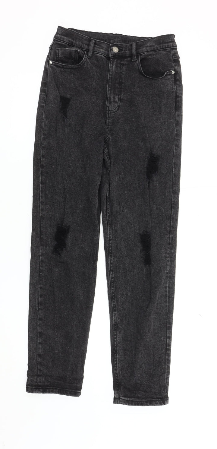 George Girls Black Straight Jeans 13-14 Years Ripped Casual