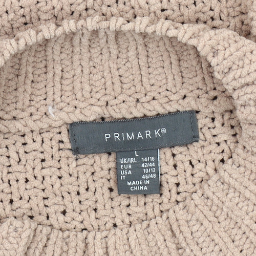 Primark Women's Beige Crew Neck Jumper Size L