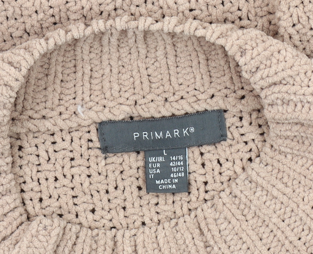Primark Women's Beige Crew Neck Jumper Size L