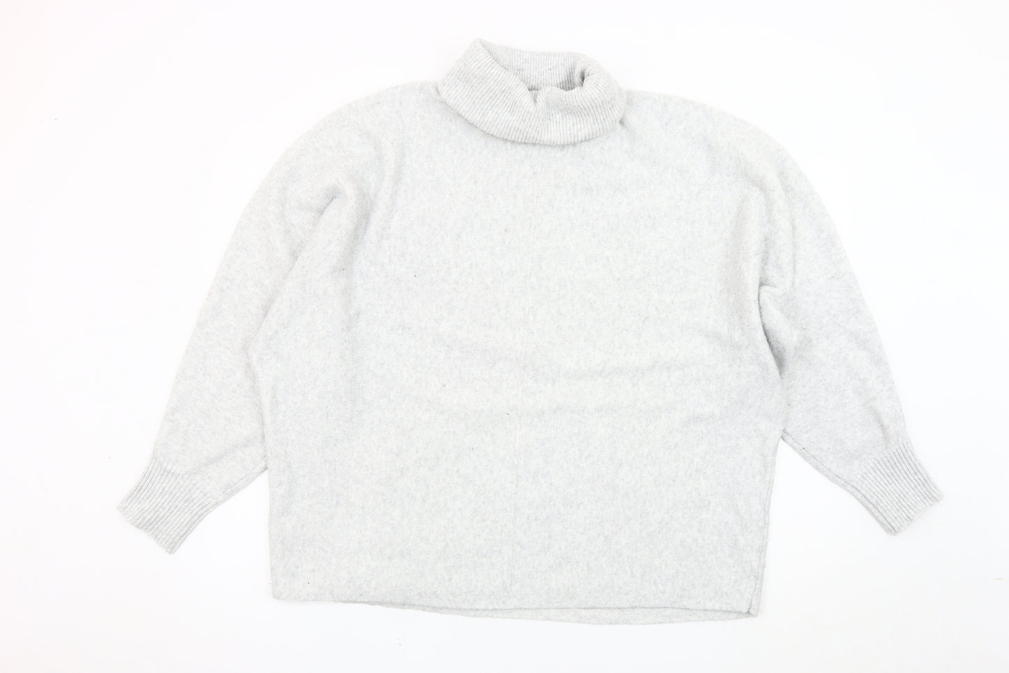 F&F Women’s Grey Roll Neck Jumper, Size L, Relaxed Fit