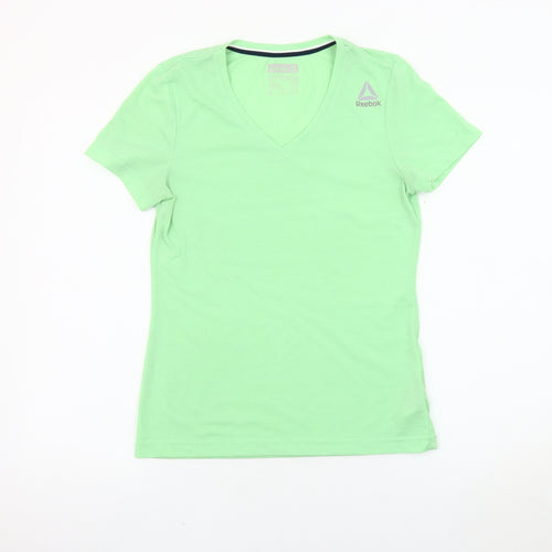 Reebok Women's Green V-Neck T-Shirt S - Gym Essentials