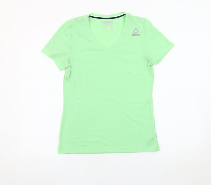 Reebok Women's Green V-Neck T-Shirt S - Gym Essentials