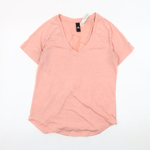 Adidas Women's Pink V-Neck T-Shirt Size S