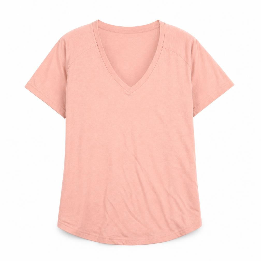 Front view of Adidas Women's Pink V-Neck T-Shirt, size S