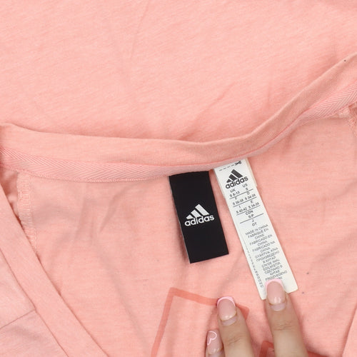 Adidas Women's Pink V-Neck T-Shirt Size S
