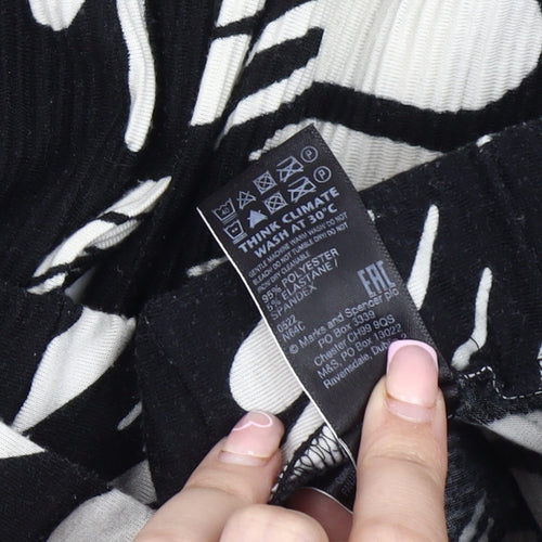 Marks and Spencer Women's Black Floral Trousers Size 12