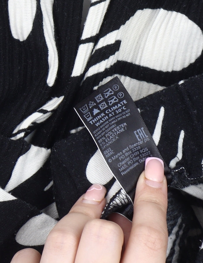 Marks and Spencer Women's Black Floral Trousers Size 12