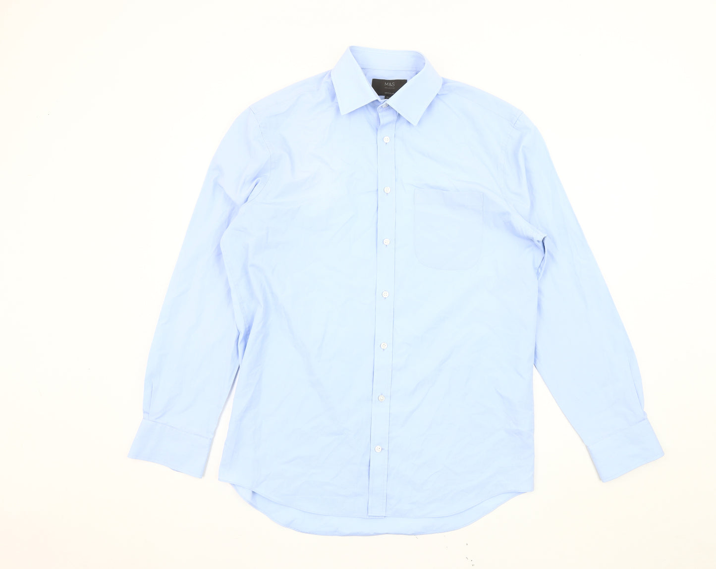 Marks and Spencer Men's Blue Regular Fit Shirt