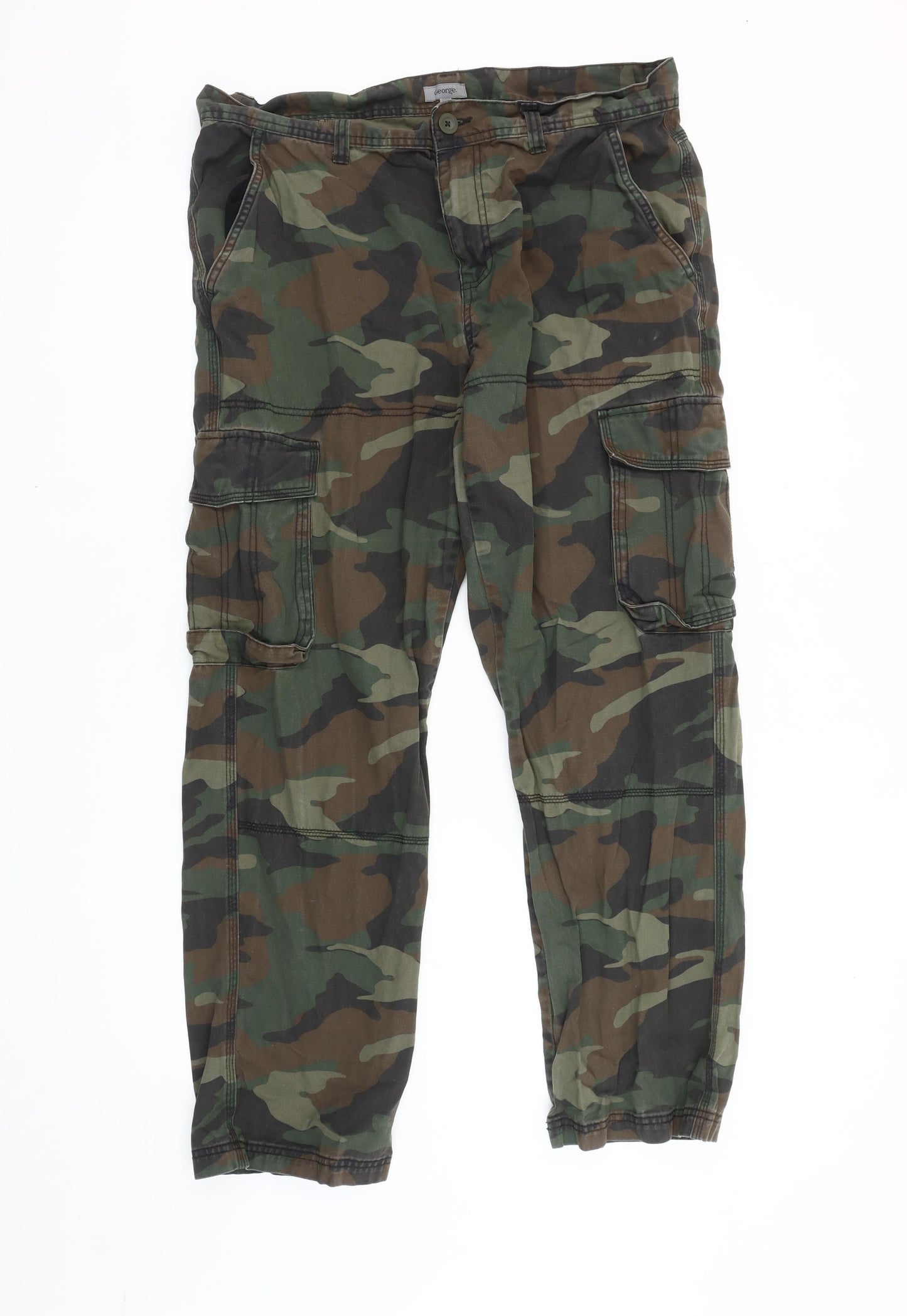 George Men’s Camouflage Cargo Trousers, Size 38W 32R