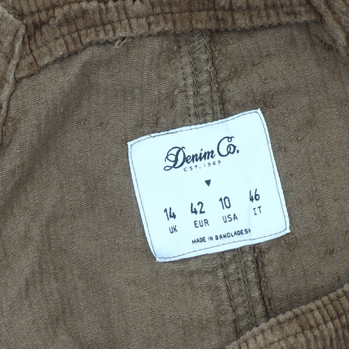 Denim Co. Women's Brown Corduroy Pinafore Dress Size 14