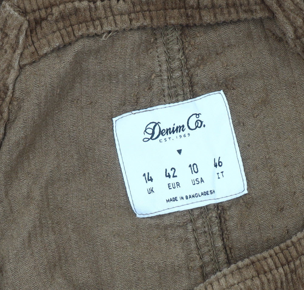 Denim Co. Women's Brown Corduroy Pinafore Dress Size 14