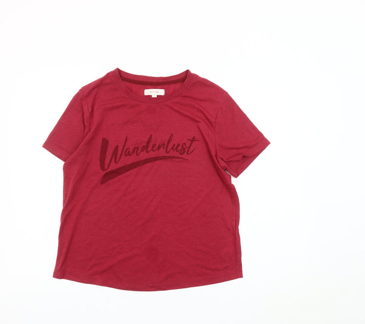 Marks and Spencer Women's Red Crew Neck T-Shirt Size 12