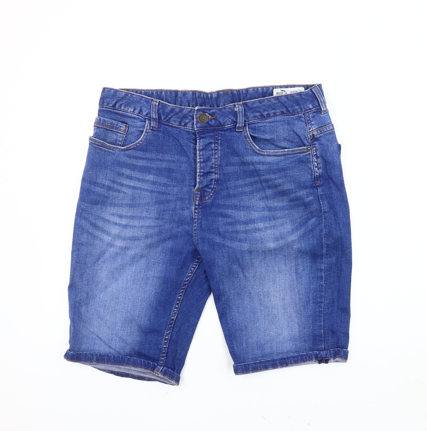 Denim Co. Men's Blue Slim Fit Chino Shorts, Size 34